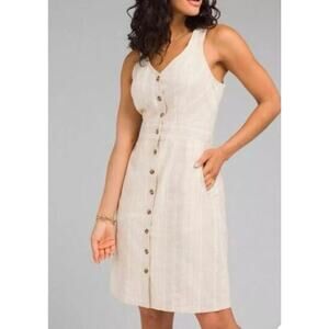 Prana Grace Trail Dress Stone Stripe Large NWT